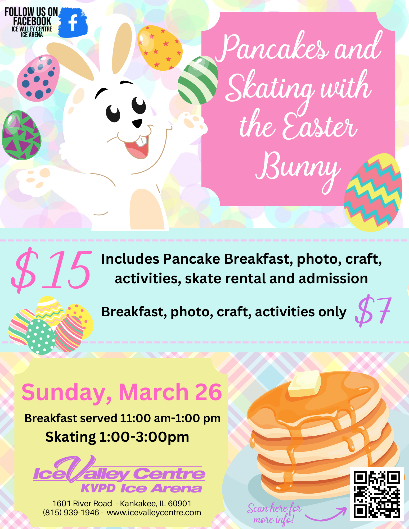 Pancakes & Skating with the Easter Bunny Mar 26, 2023 Kankakee